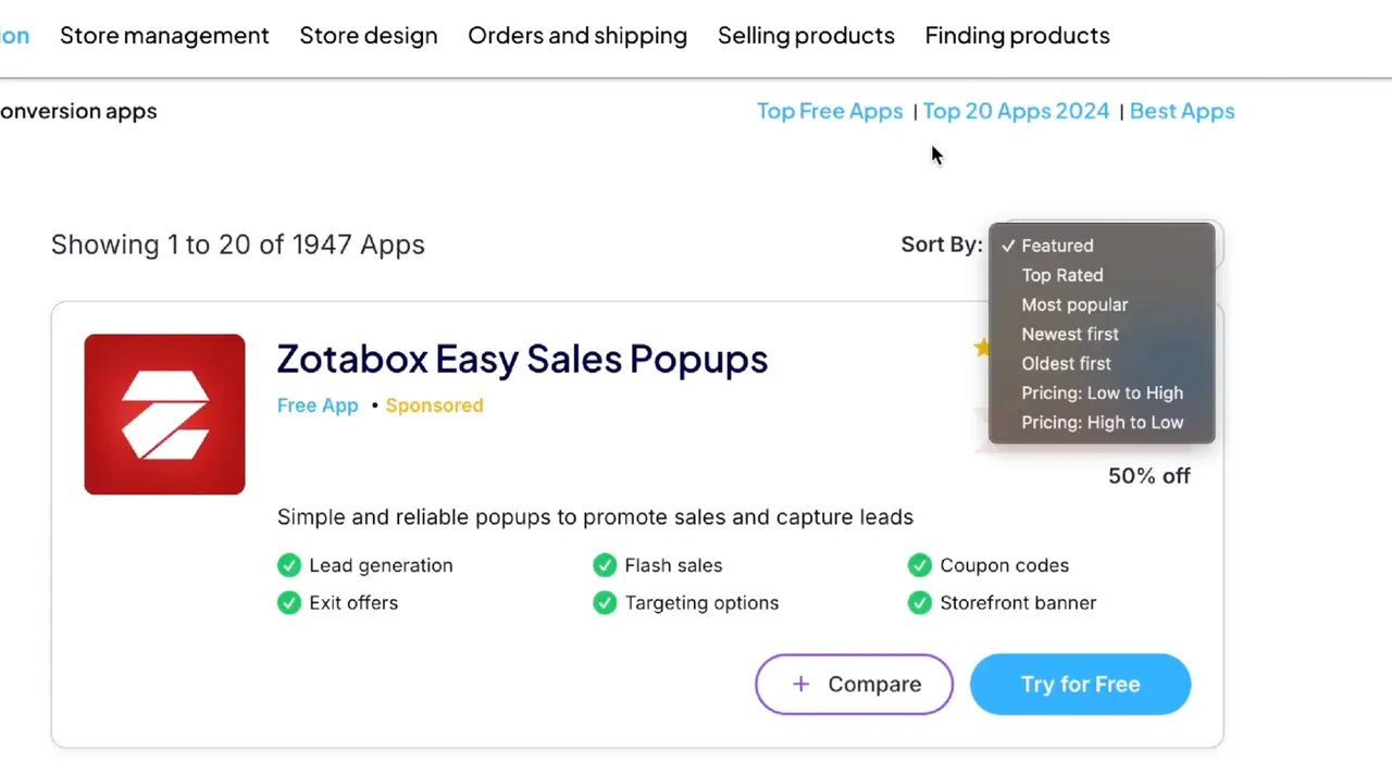 A guide to navigating the Taranker category page, starting with exploring featured apps designed to boost e-commerce performance and user experience